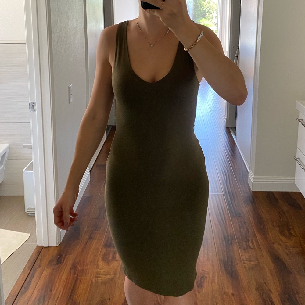 Olive Modal Bodycon Dress. Size S.